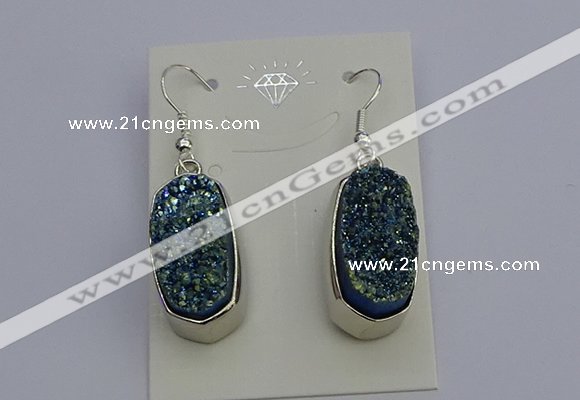 NGE5123 10*22mm - 12*25mm freeform plated druzy quartz earrings