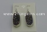 NGE5124 10*22mm - 12*25mm freeform plated druzy quartz earrings