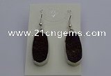 NGE5126 10*22mm - 12*25mm freeform plated druzy quartz earrings