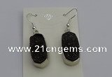 NGE5127 10*22mm - 12*25mm freeform plated druzy quartz earrings