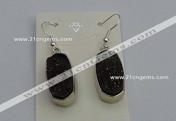 NGE5127 10*22mm - 12*25mm freeform plated druzy quartz earrings