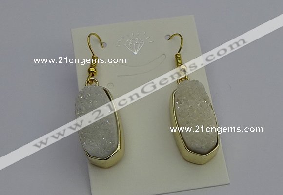 NGE5130 10*22mm - 12*25mm freeform plated druzy quartz earrings