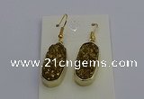 NGE5132 10*22mm - 12*25mm freeform plated druzy quartz earrings