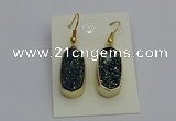 NGE5133 10*22mm - 12*25mm freeform plated druzy quartz earrings