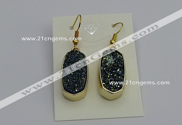 NGE5133 10*22mm - 12*25mm freeform plated druzy quartz earrings