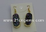 NGE5134 10*22mm - 12*25mm freeform plated druzy quartz earrings