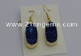 NGE5135 10*22mm - 12*25mm freeform plated druzy quartz earrings