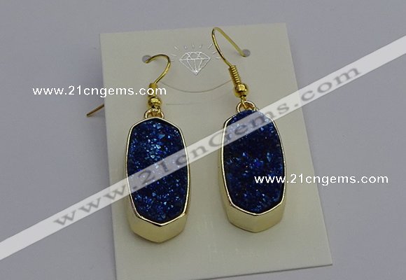 NGE5135 10*22mm - 12*25mm freeform plated druzy quartz earrings