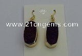 NGE5136 10*22mm - 12*25mm freeform plated druzy quartz earrings