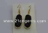 NGE5137 10*22mm - 12*25mm freeform plated druzy quartz earrings