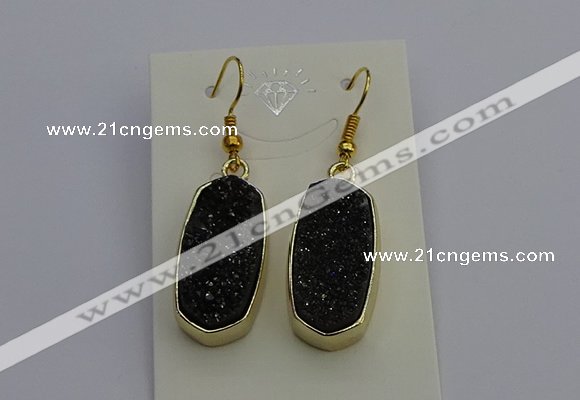 NGE5137 10*22mm - 12*25mm freeform plated druzy quartz earrings
