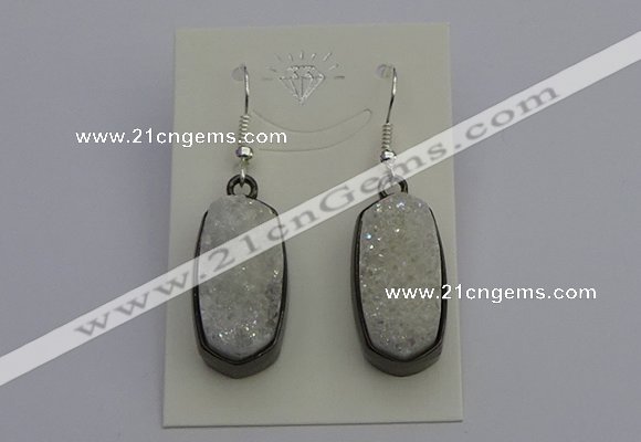 NGE5140 10*22mm - 12*25mm freeform plated druzy quartz earrings