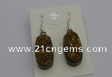 NGE5142 10*22mm - 12*25mm freeform plated druzy quartz earrings