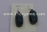 NGE5143 10*22mm - 12*25mm freeform plated druzy quartz earrings