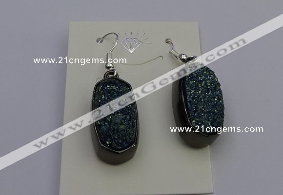 NGE5143 10*22mm - 12*25mm freeform plated druzy quartz earrings