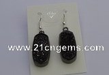 NGE5146 10*22mm - 12*25mm freeform plated druzy quartz earrings