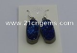 NGE5147 10*22mm - 12*25mm freeform plated druzy quartz earrings