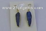 NGE5158 8*25mm flat teardrop blue kyanite earrings wholesale