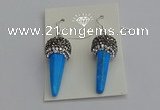 NGE5166 10*30mm faceted cone white howlite turquoise earrings