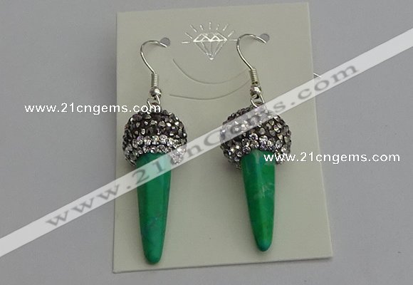 NGE5167 10*30mm faceted cone white howlite turquoise earrings