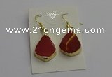 NGE5170 15*20mm flat teardrop mookaite gemstone earrings