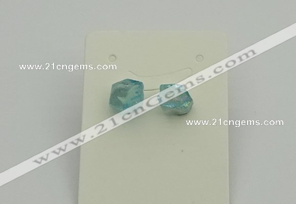NGE5184 5*8mm - 6*10mm nuggets plated druzy quartz earrings