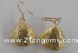 NGE54 18*20mm - 20*22mm freeform plated shell fossil earrings