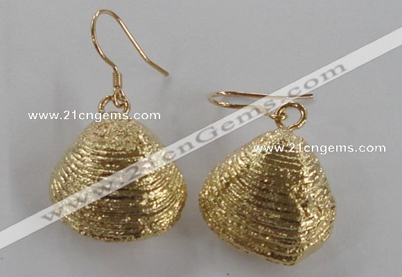 NGE54 18*20mm - 20*22mm freeform plated shell fossil earrings