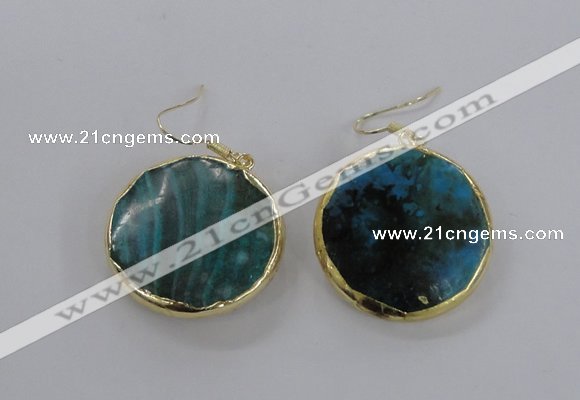 NGE58 30mm flat round agate gemstone earrings wholesale