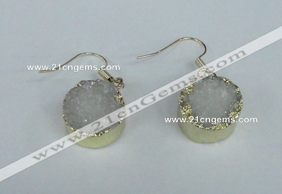 NGE68 15mm coin druzy agate gemstone earrings wholesale