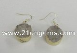 NGE70 18mm coin druzy agate gemstone earrings wholesale