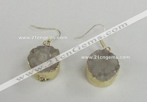 NGE70 18mm coin druzy agate gemstone earrings wholesale