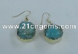 NGE71 18mm coin druzy agate gemstone earrings wholesale