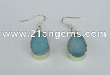 NGE74 13*18mm teardrop druzy agate gemstone earrings wholesale