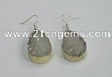 NGE76 20*30mm teardrop druzy agate gemstone earrings wholesale