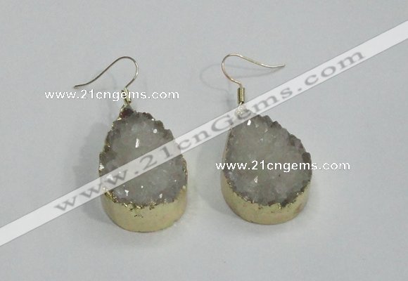 NGE76 20*30mm teardrop druzy agate gemstone earrings wholesale