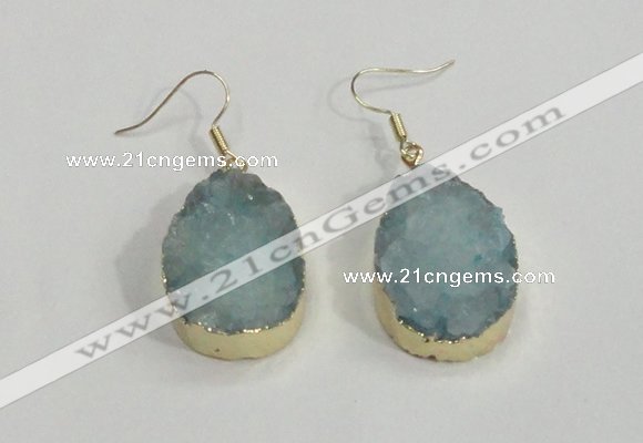 NGE77 20*30mm teardrop druzy agate gemstone earrings wholesale