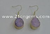 NGE81 13*18mm teardrop druzy agate gemstone earrings wholesale