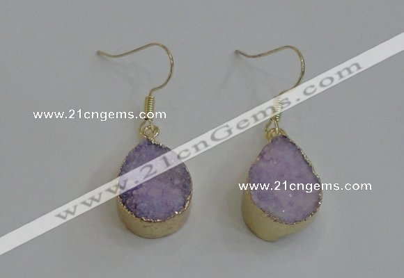 NGE81 13*18mm teardrop druzy agate gemstone earrings wholesale