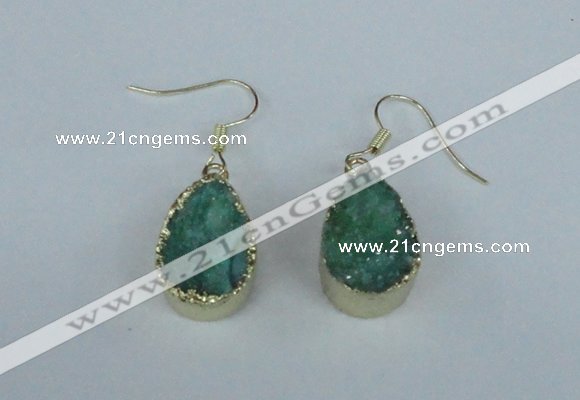 NGE83 13*18mm teardrop druzy agate gemstone earrings wholesale