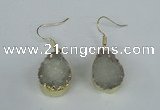 NGE85 15*20mm teardrop druzy agate gemstone earrings wholesale