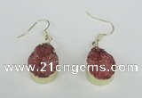 NGE86 15*20mm teardrop druzy agate gemstone earrings wholesale