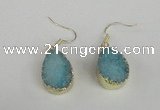 NGE87 15*20mm teardrop druzy agate gemstone earrings wholesale