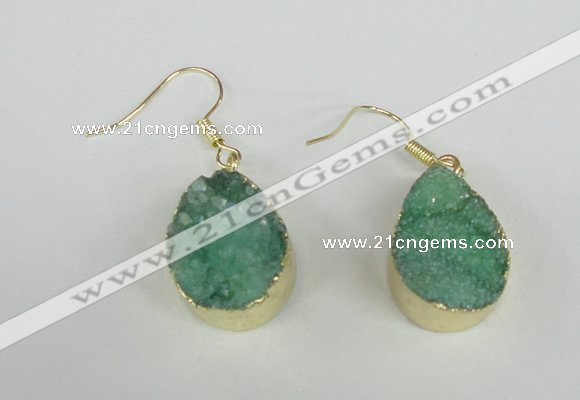 NGE88 15*20mm teardrop druzy agate gemstone earrings wholesale