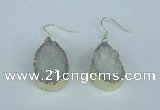 NGE90 18*25mm teardrop druzy agate gemstone earrings wholesale