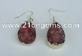 NGE91 18*25mm teardrop druzy agate gemstone earrings wholesale