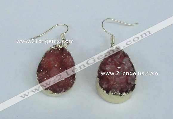 NGE91 18*25mm teardrop druzy agate gemstone earrings wholesale