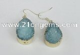 NGE92 18*25mm teardrop druzy agate gemstone earrings wholesale