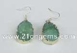 NGE93 18*25mm teardrop druzy agate gemstone earrings wholesale