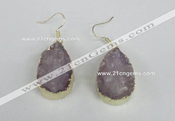 NGE95 20*30mm teardrop druzy agate gemstone earrings wholesale